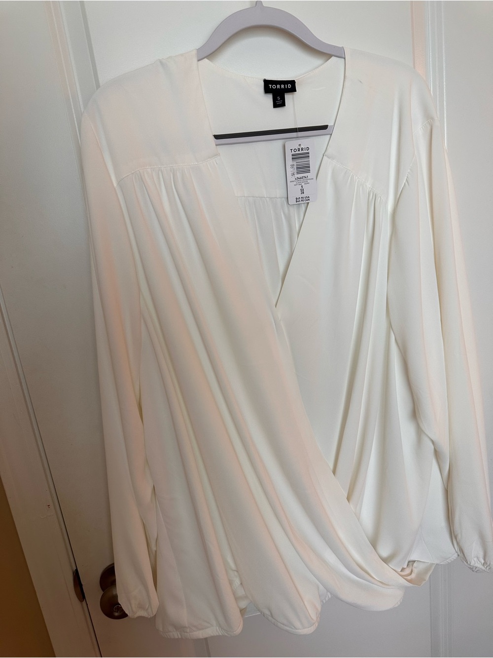 torrid Ivory Surplice Long Sleeve Blouse
